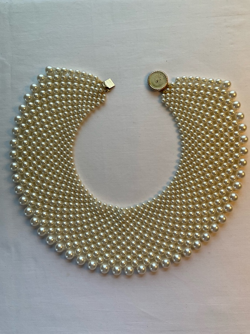 Statement Pearl Collar Necklace - Ivory Pearl Bib - Picture 8 of 9